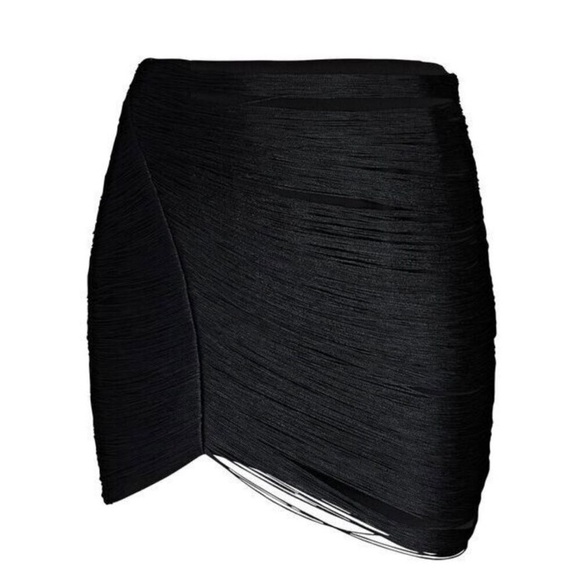 NWT Jonathan Simkhai Black Rylan Fringed Mini Skirt - size 10 - Picture 9 of 9